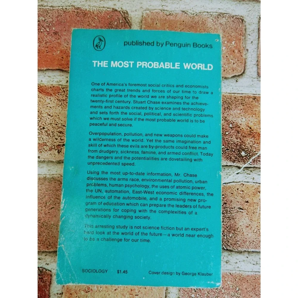 The Most Probable World Stuart Chase 1968 Vintage Futurist Nonfiction‎ PB HTF